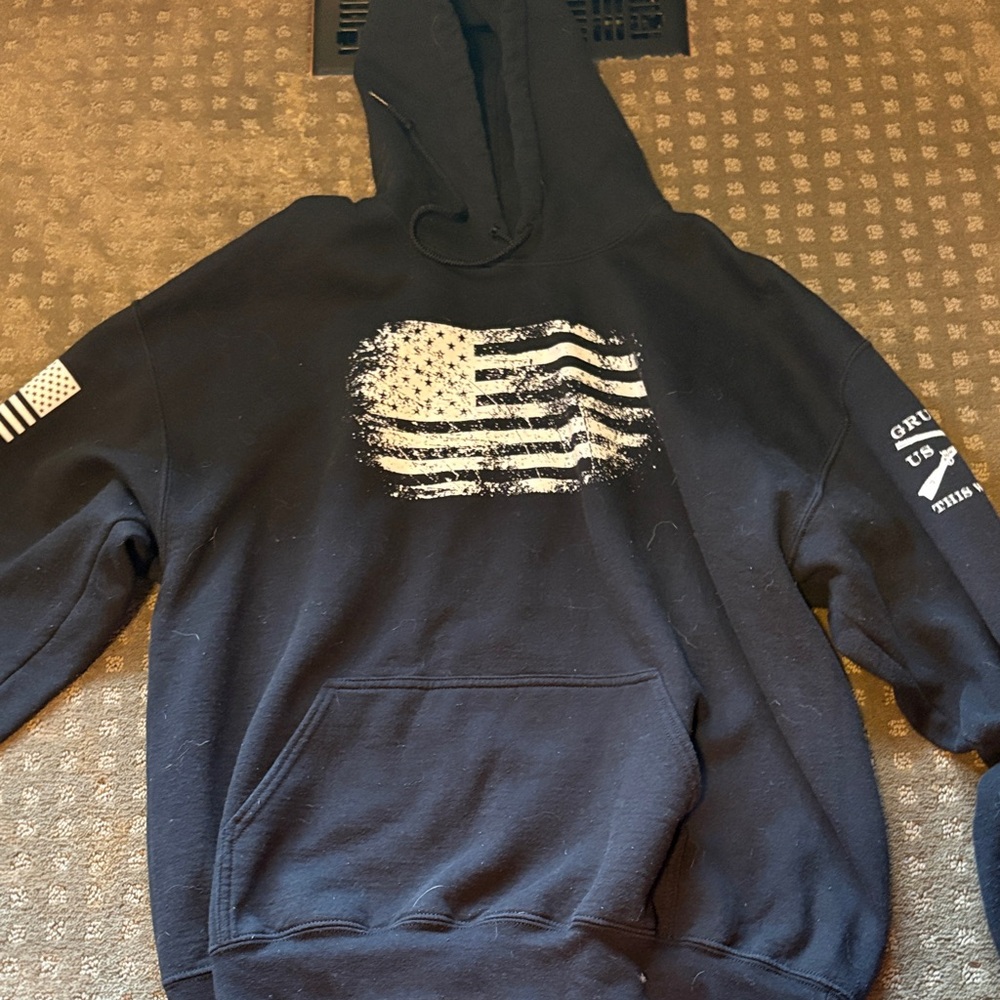 Grunt Style Black and White Flag Hoodie